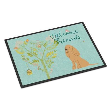 Carolines Treasures Welcome Friends Buff Cocker Spaniel Indoor or Outdoor Mat, 24 x 36 in. BB7619JMAT